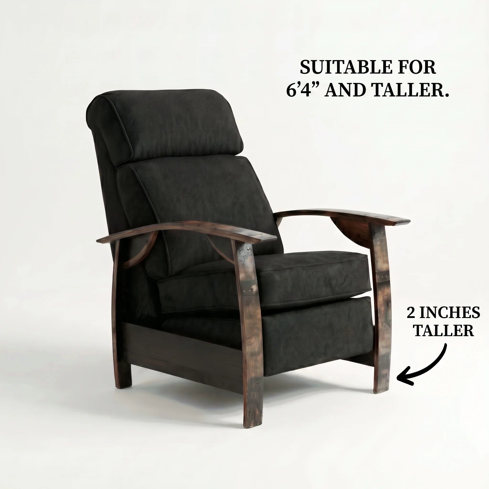 Bad Ass Recliners 01 Big And Tall Black Plush Fabric Hero Angle Closed W Text Edit