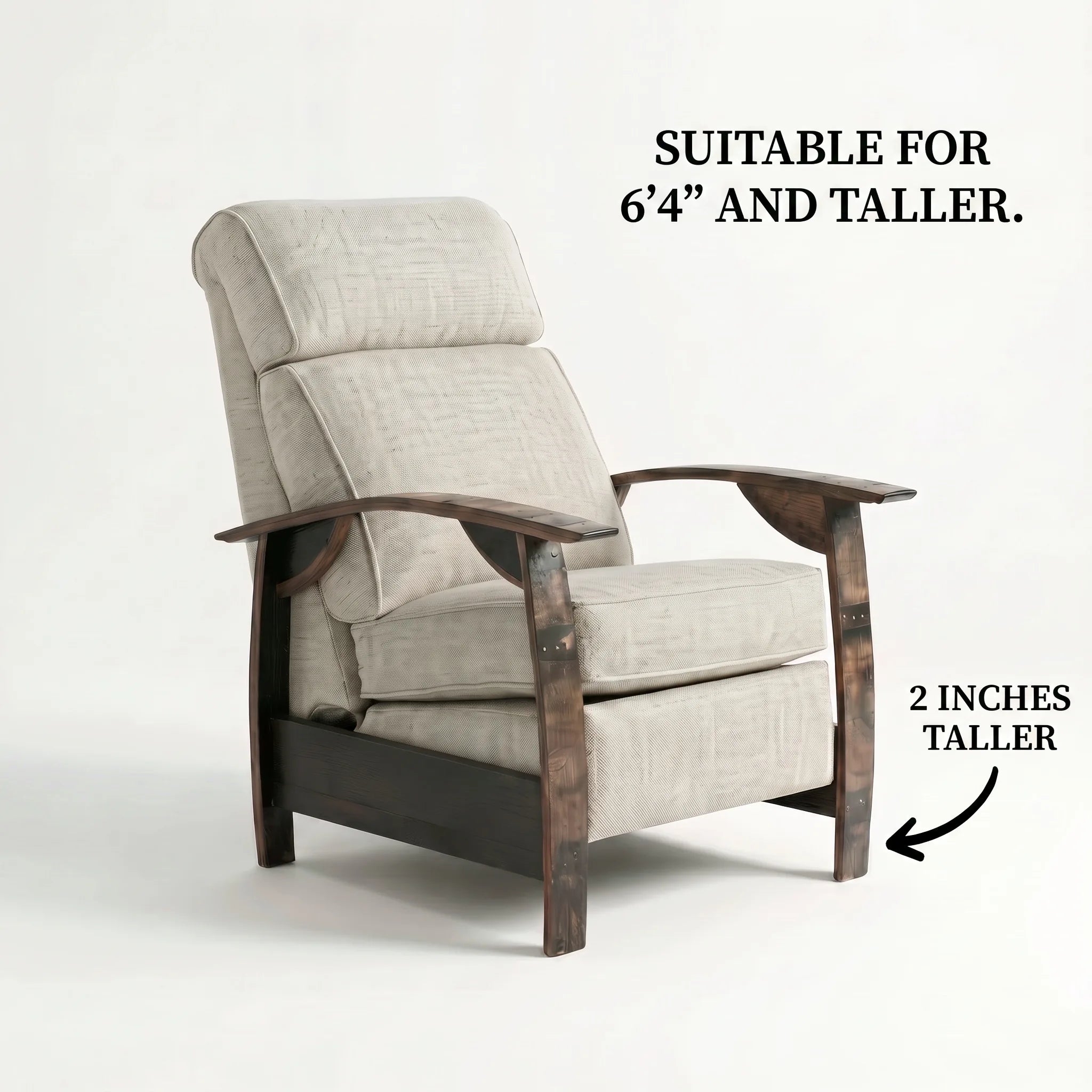 Bad Ass Recliners 01 Big And Tall Gray Plush Fabric Hero Angle Closed W Text Edit