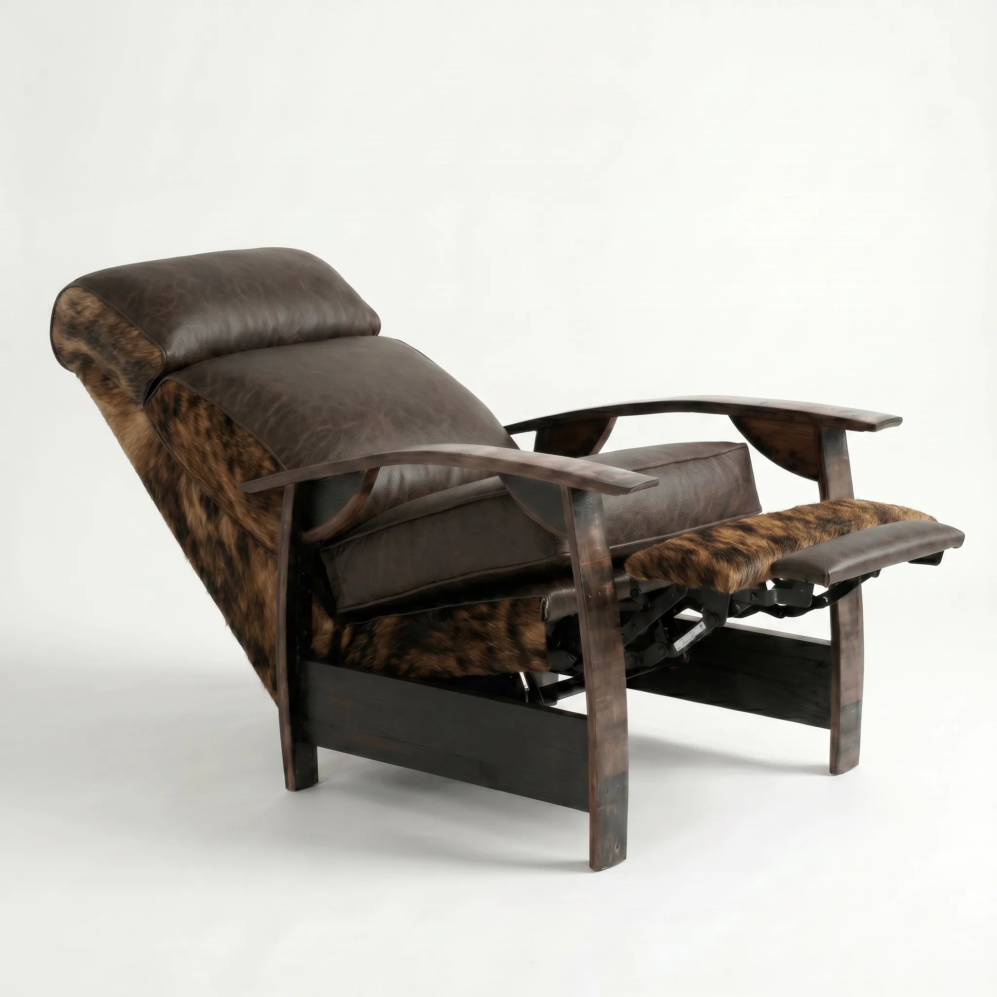 Bad Ass Recliners 02 Brindle Hide Hero Angle Reclined