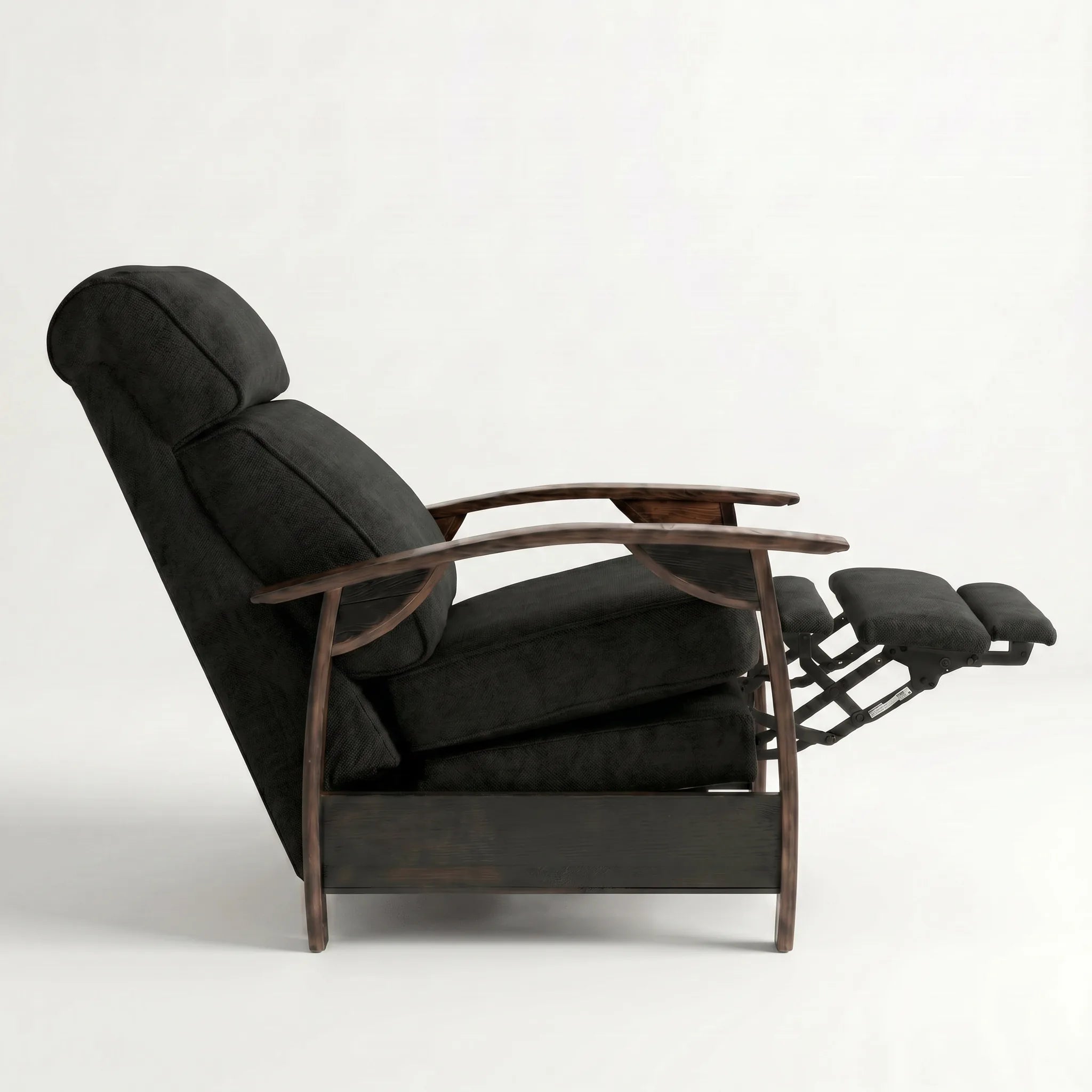Bad Ass Recliners 04 Black Plush Fabric Side On Reclined Pos