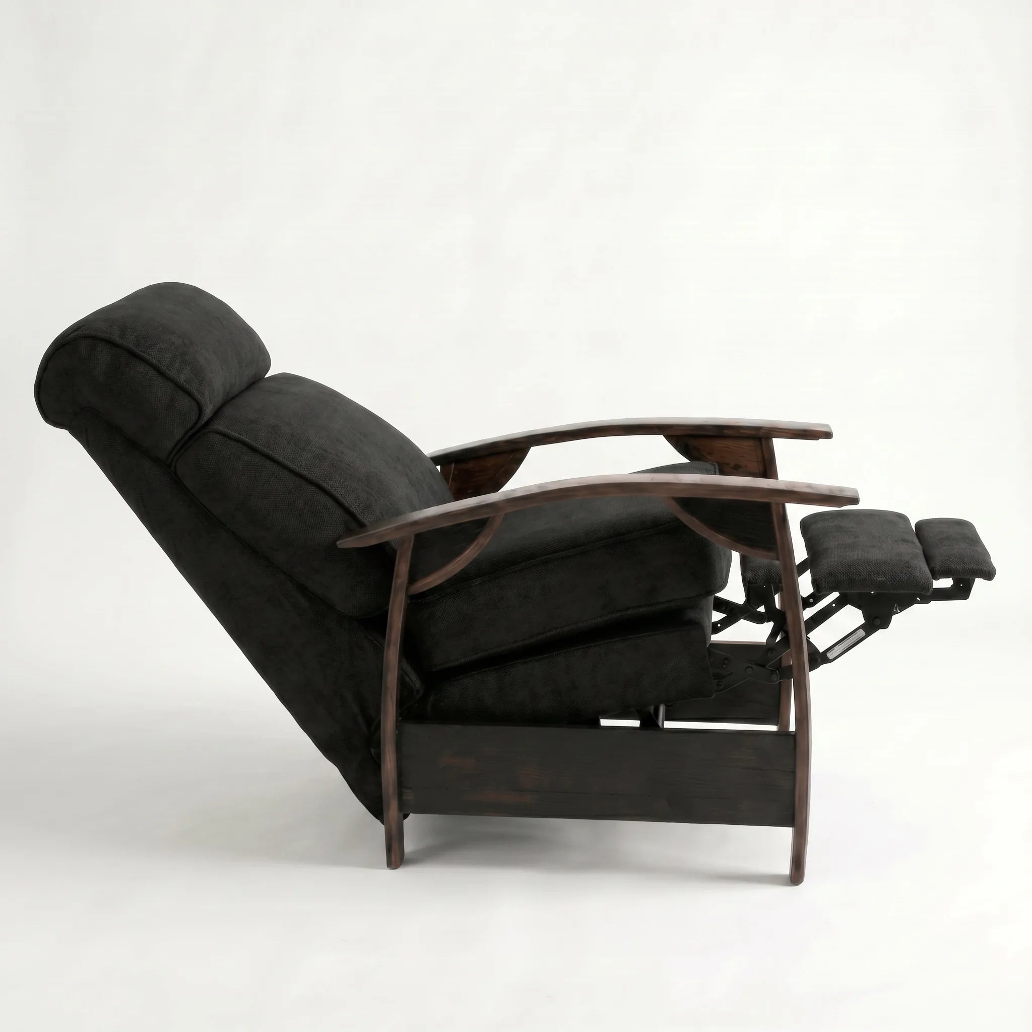 Bad Ass Recliners 05 Black Plush Fabric Side On Reclined Pos
