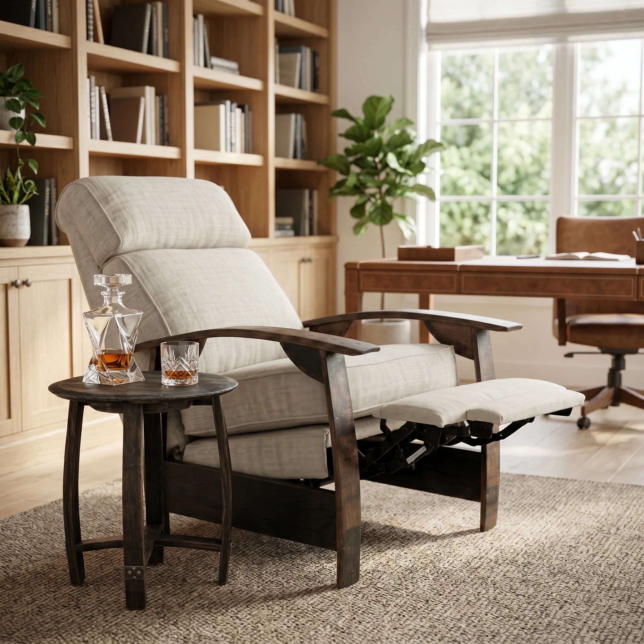 Bad Ass Recliners 11 Gray Plush Fabric Lifestyle Room Closeup