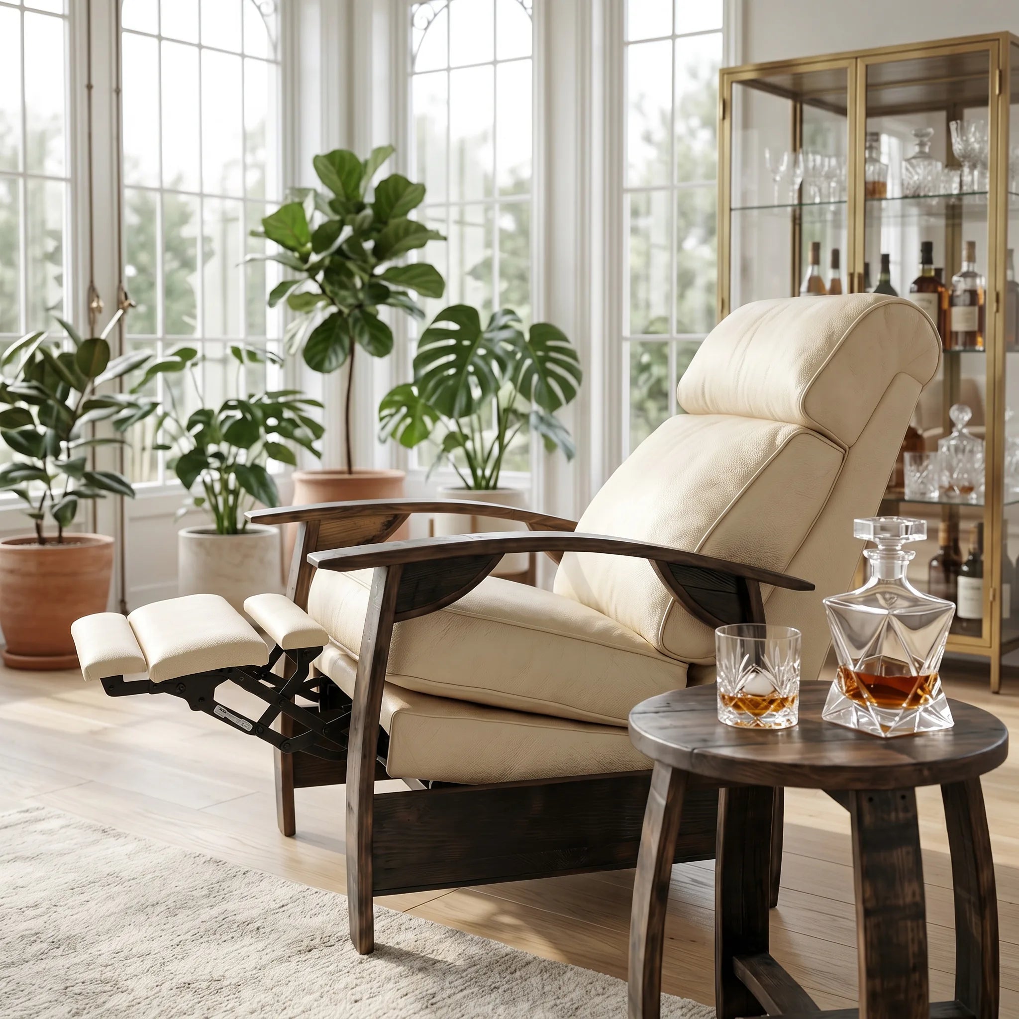 Bad Ass Recliners 11 Saloon French Vanilla Lifestyle Room Closeup