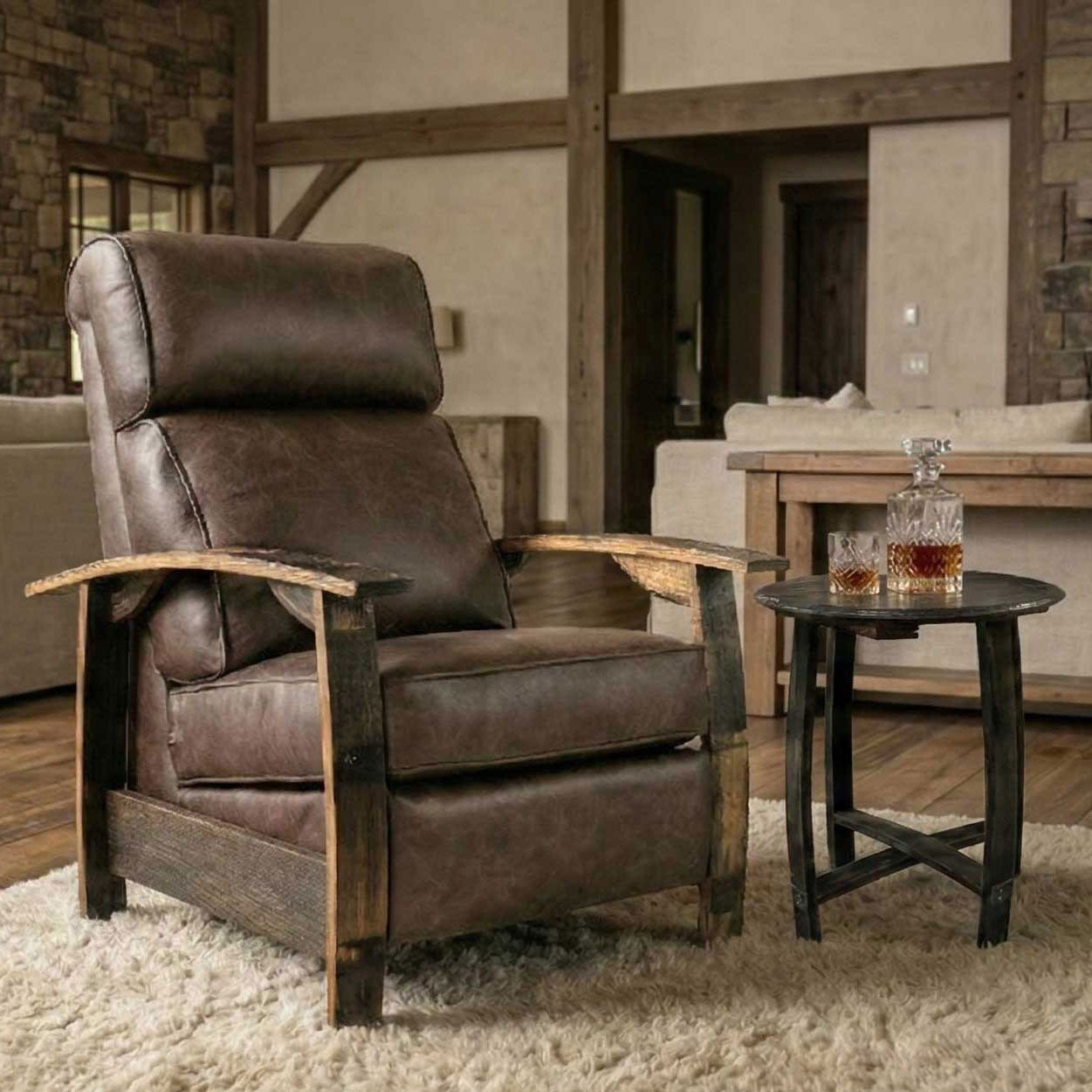 Bad Ass Recliners Whiskey Barrel Side Table
