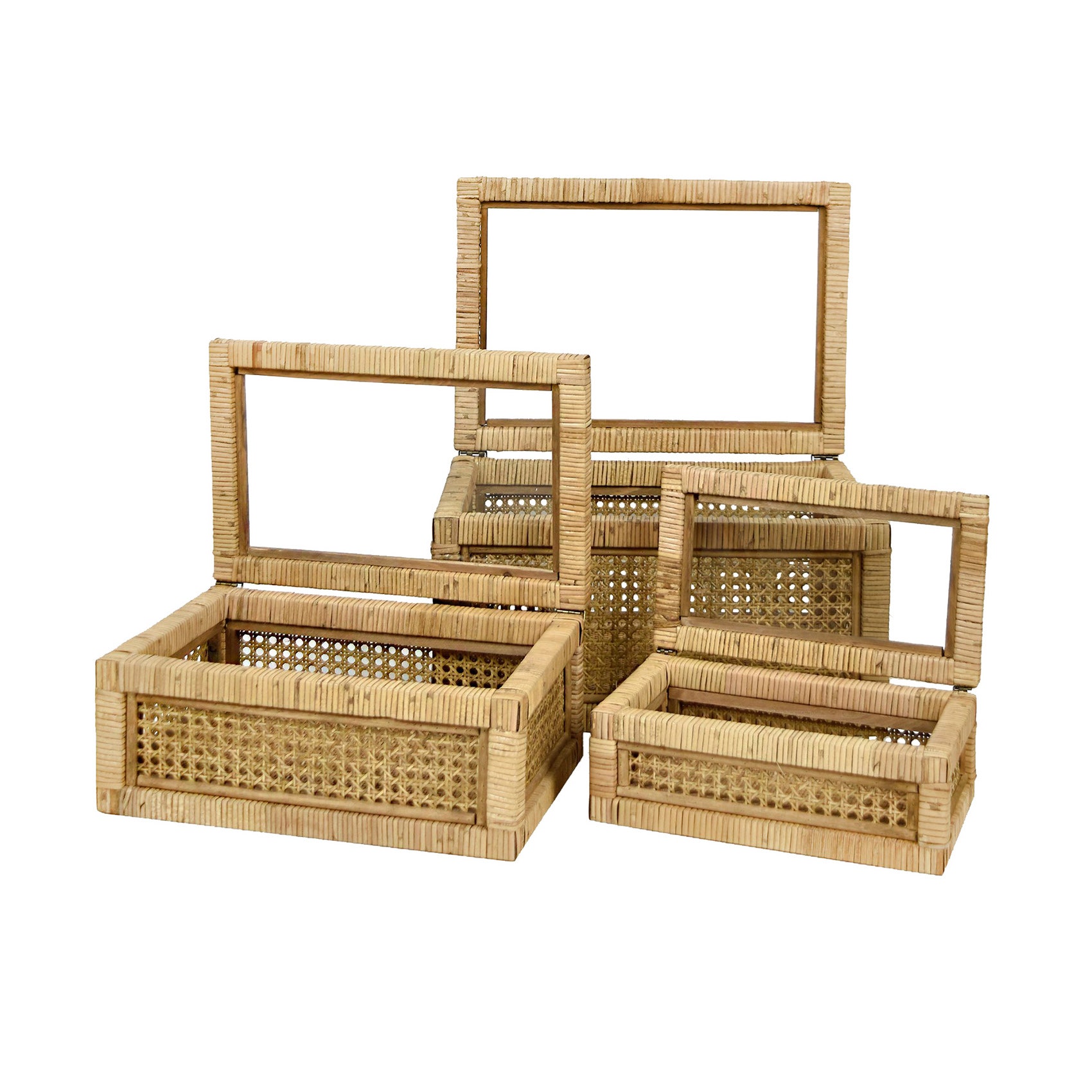 Crestview Rollins Rattan Boxes