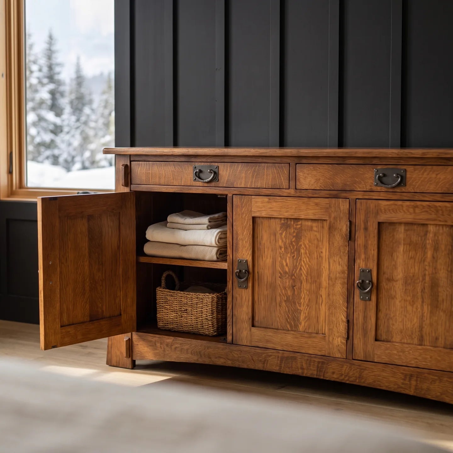 Trend Manor Bungalow 3 Door Console Solid Oak