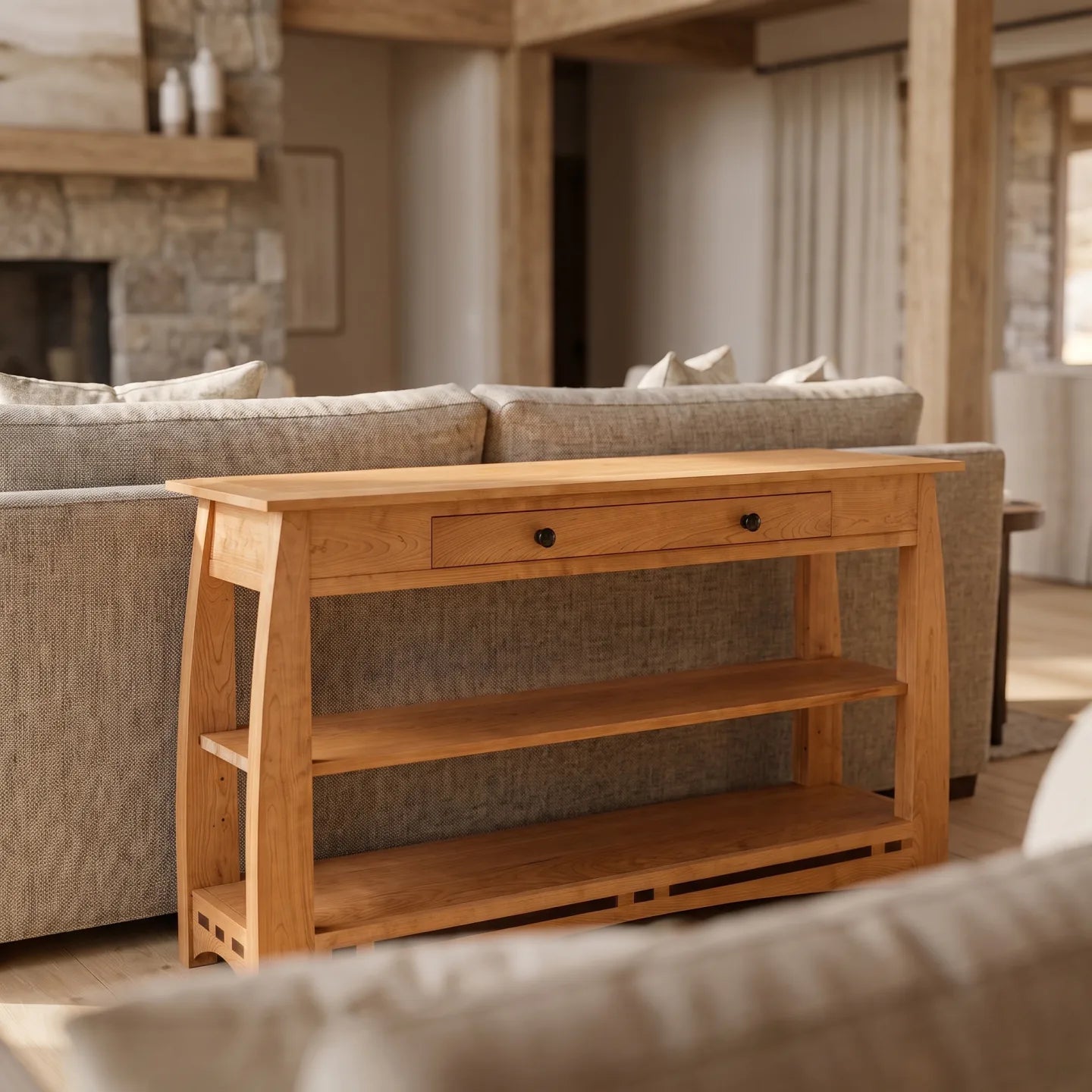 Trend Manor Heirloom Quality Solid Cherry Sofa Table With Wenge Inlay 7 Step Finish 2526 Nutmeg