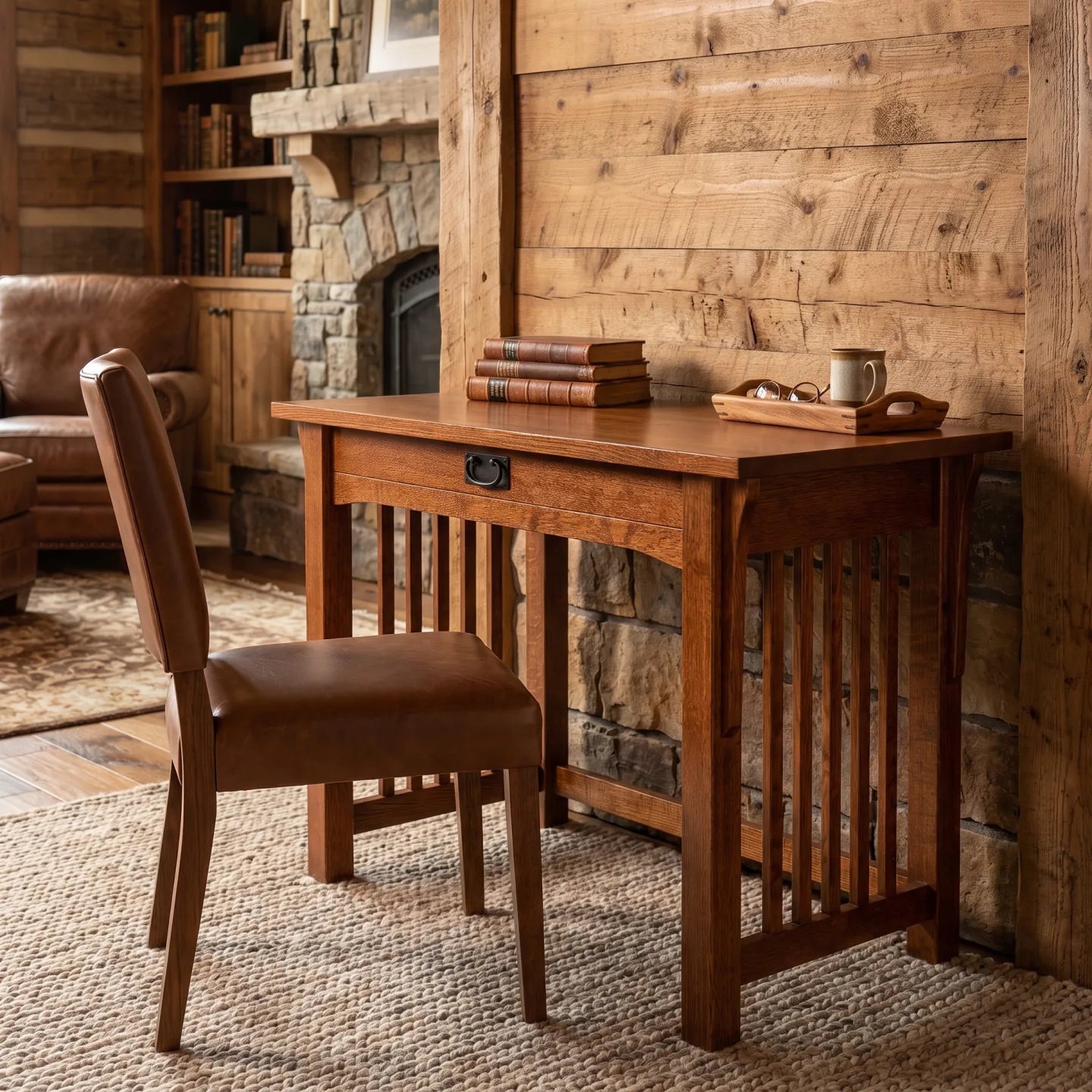 Trend Manor Mission 1 Drawer Desk Solid Oak 1030