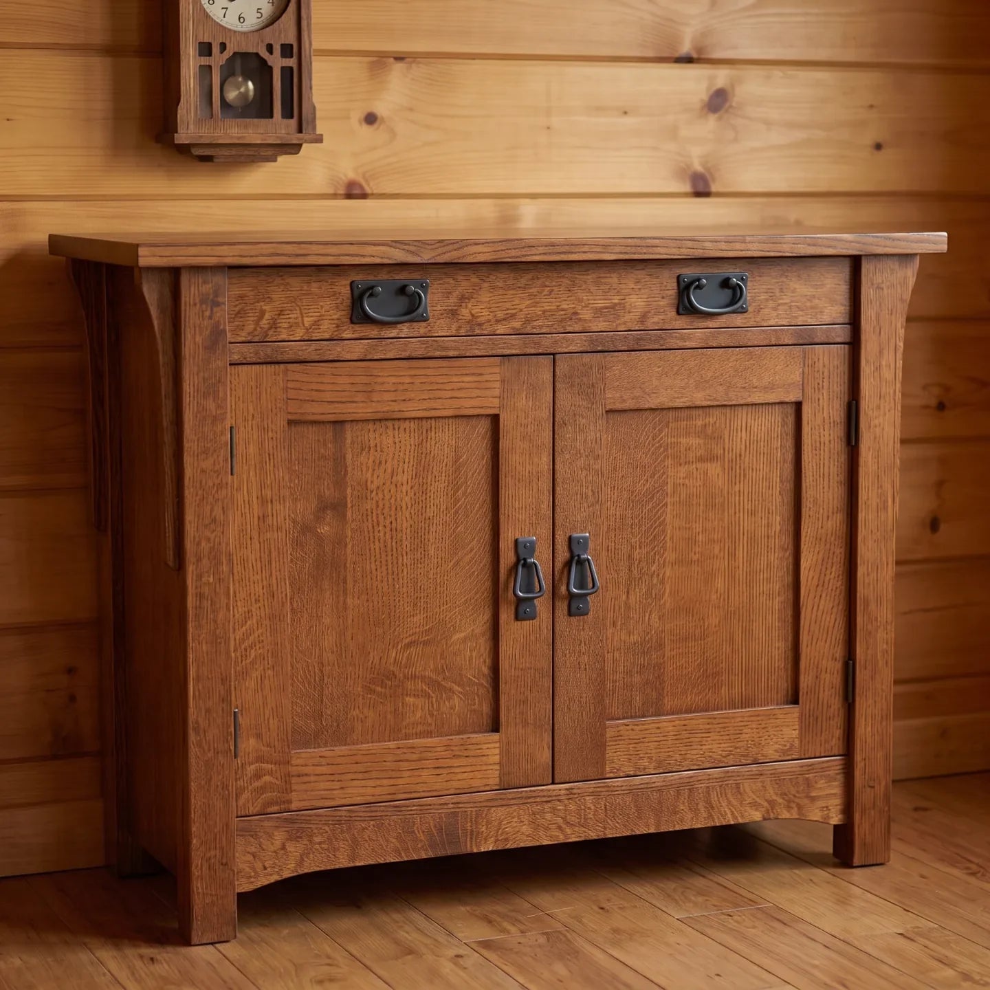Trend Manor Mission 2 Door Console Solid Oak 1057