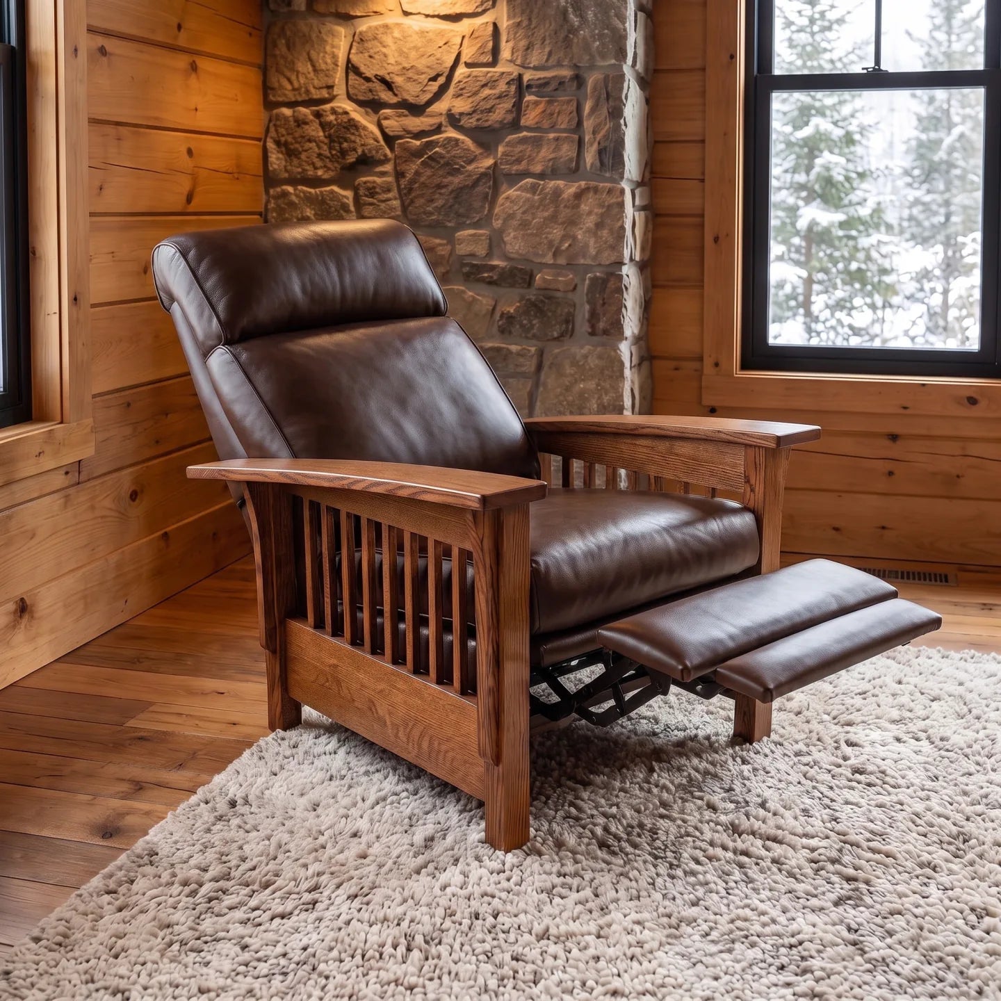 Trend Manor Mission Spindle Recliner Solid Oak 938