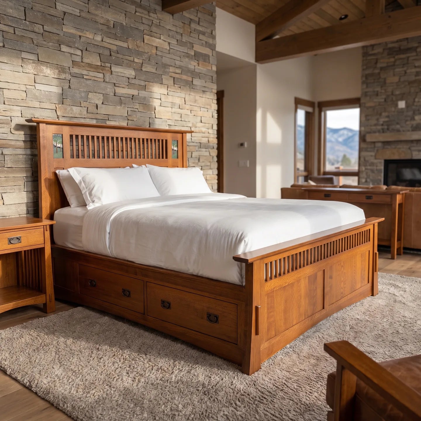 Trend Manor Pb Solid Quartersawn Oak Platform Bed Heirloom Quality With 7 Step Finish 1710