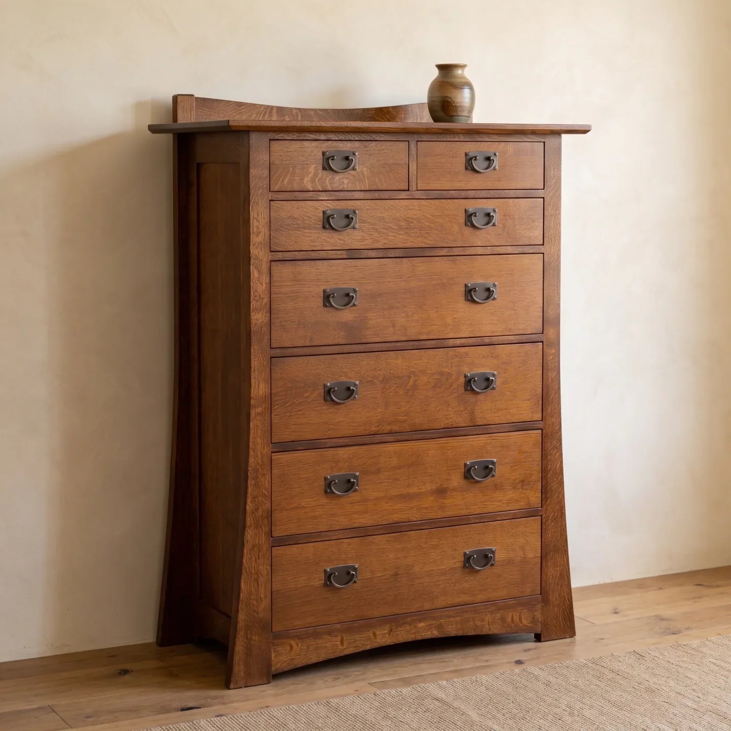 Trend Manor Solid American Oak 7 Drawer Chest Quartersawn Oak Storage 1707