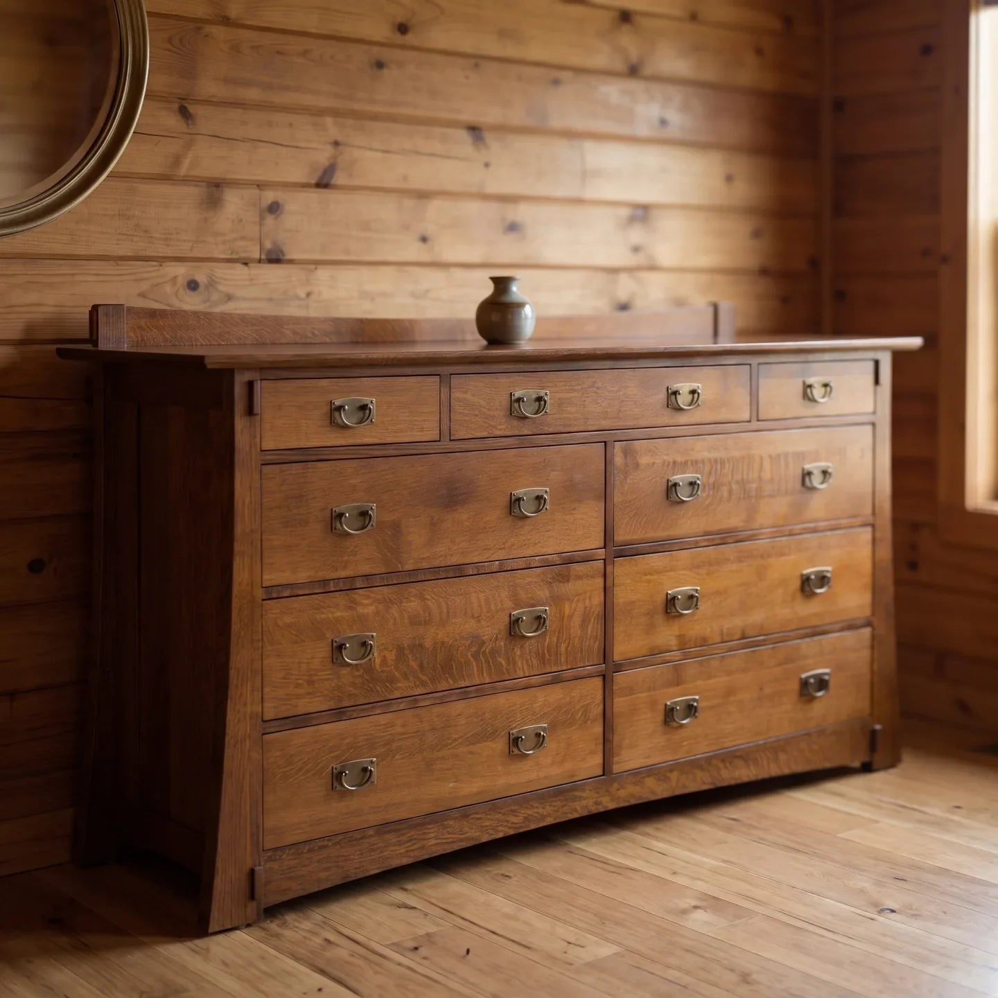 Trend Manor Solid American Oak 9 Drawer Dresser Quartersawn Oak Storage 1704