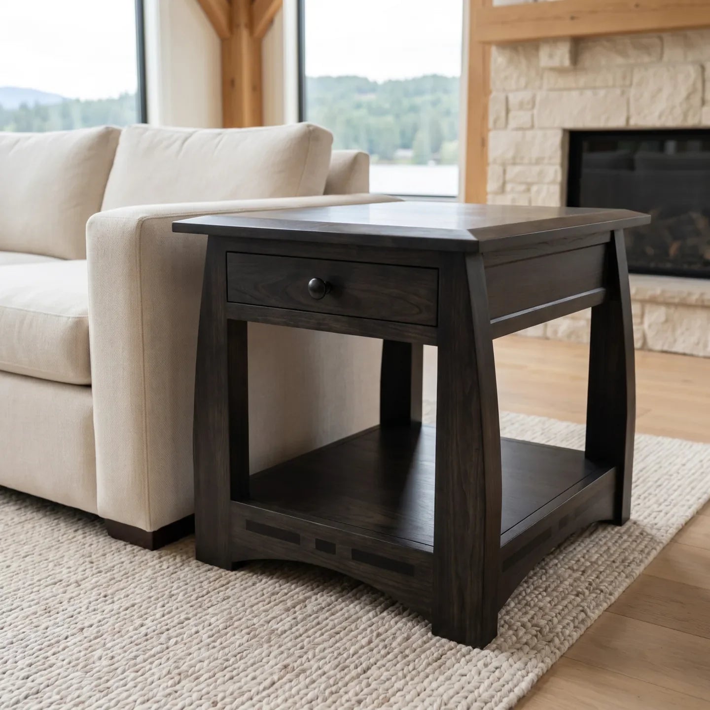 Trend Manor Solid Cherry End Table With Wenge Inlay Heirloom Quality 7 Step Finish 2521
