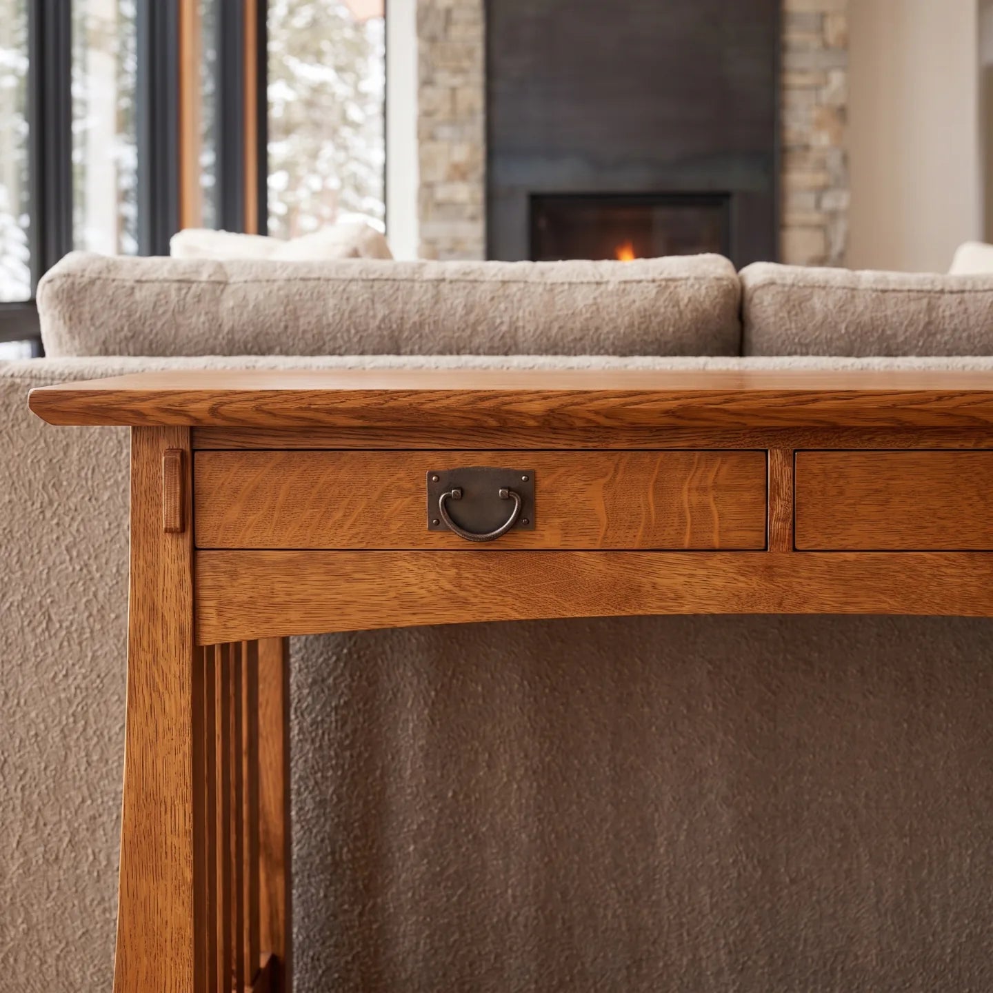 Trend Manor Solid Oak Heirloom Quality Sofa Table With 7 Step Finish 1726