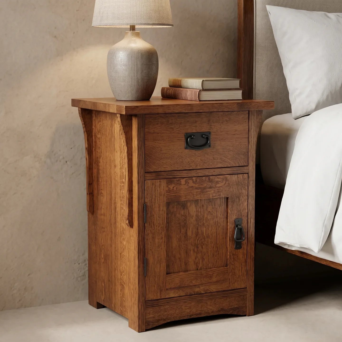 Trend Manor Spacesaver Nightstand Solid American Oak Heirloom Quality With 7 Step Finish 3195