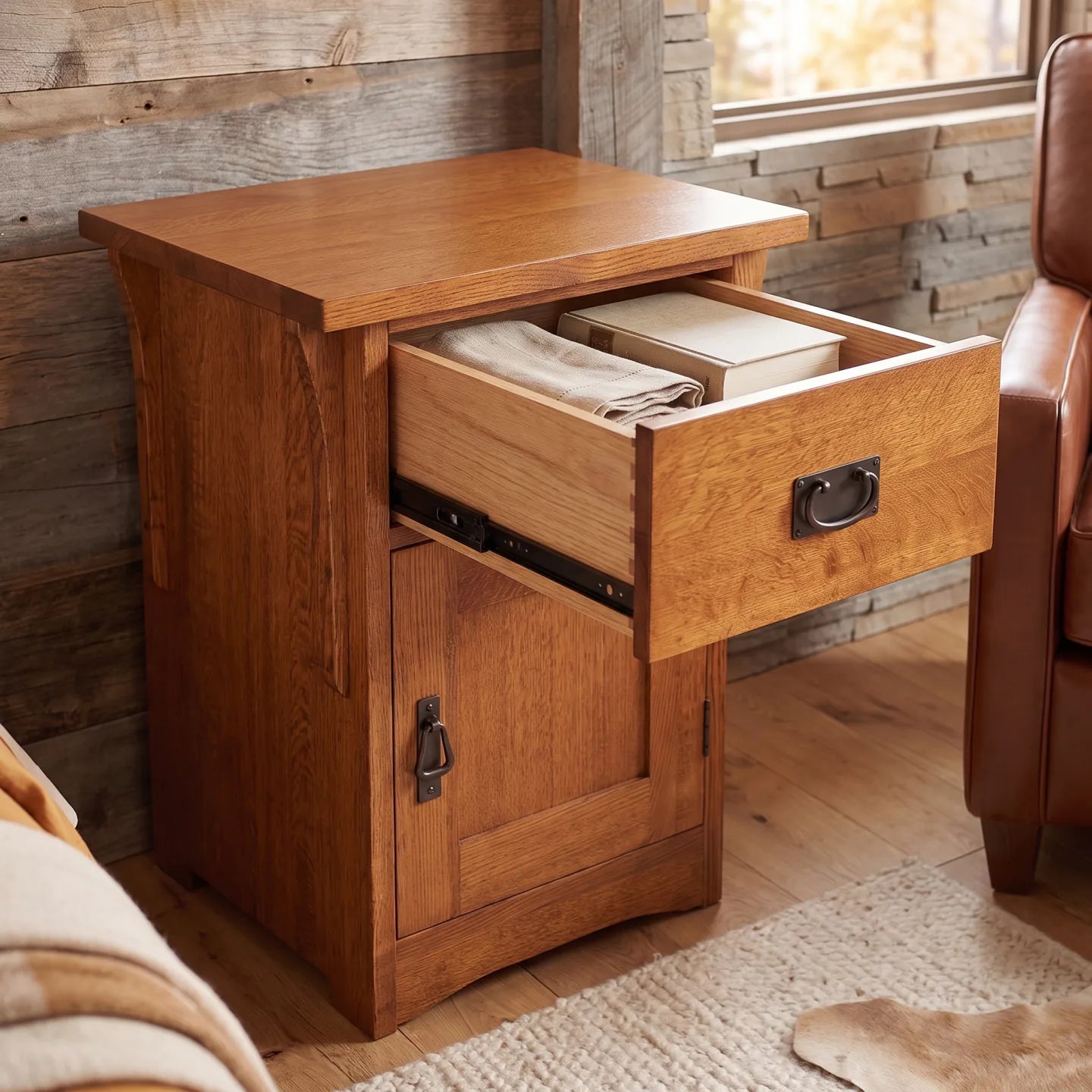 Trend Manor Spacesaver Nightstand Solid American Oak Heirloom Quality With 7 Step Finish 3195