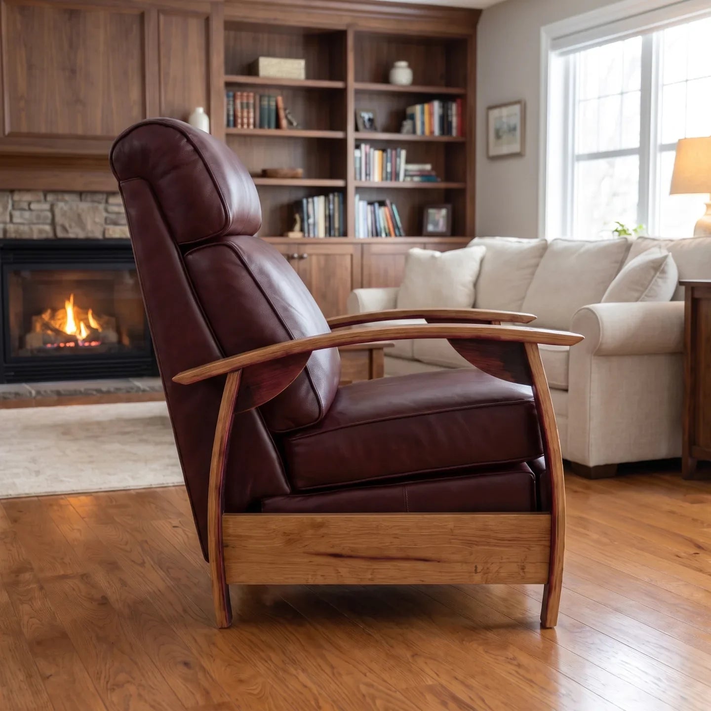 Trend Manor Wine Barrel Recliner Oxblood Italian Leather