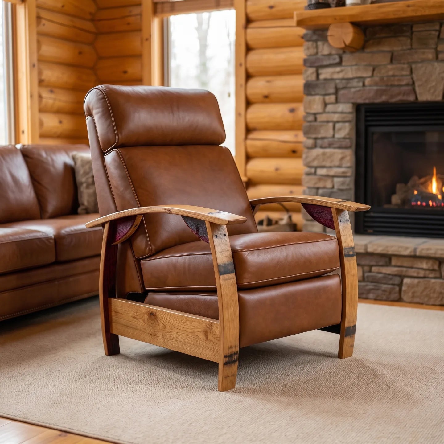 Trend Manor Wine Barrel Recliner Whiskey Italian Leather