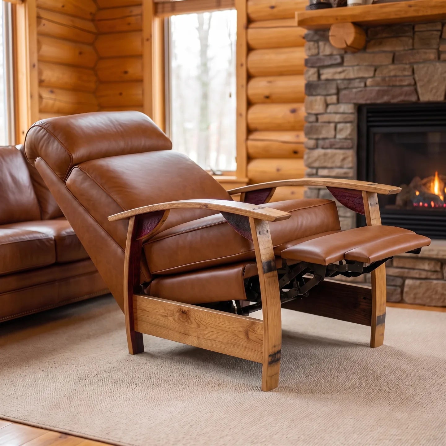 Trend Manor Wine Barrel Recliner Whiskey Italian Leather
