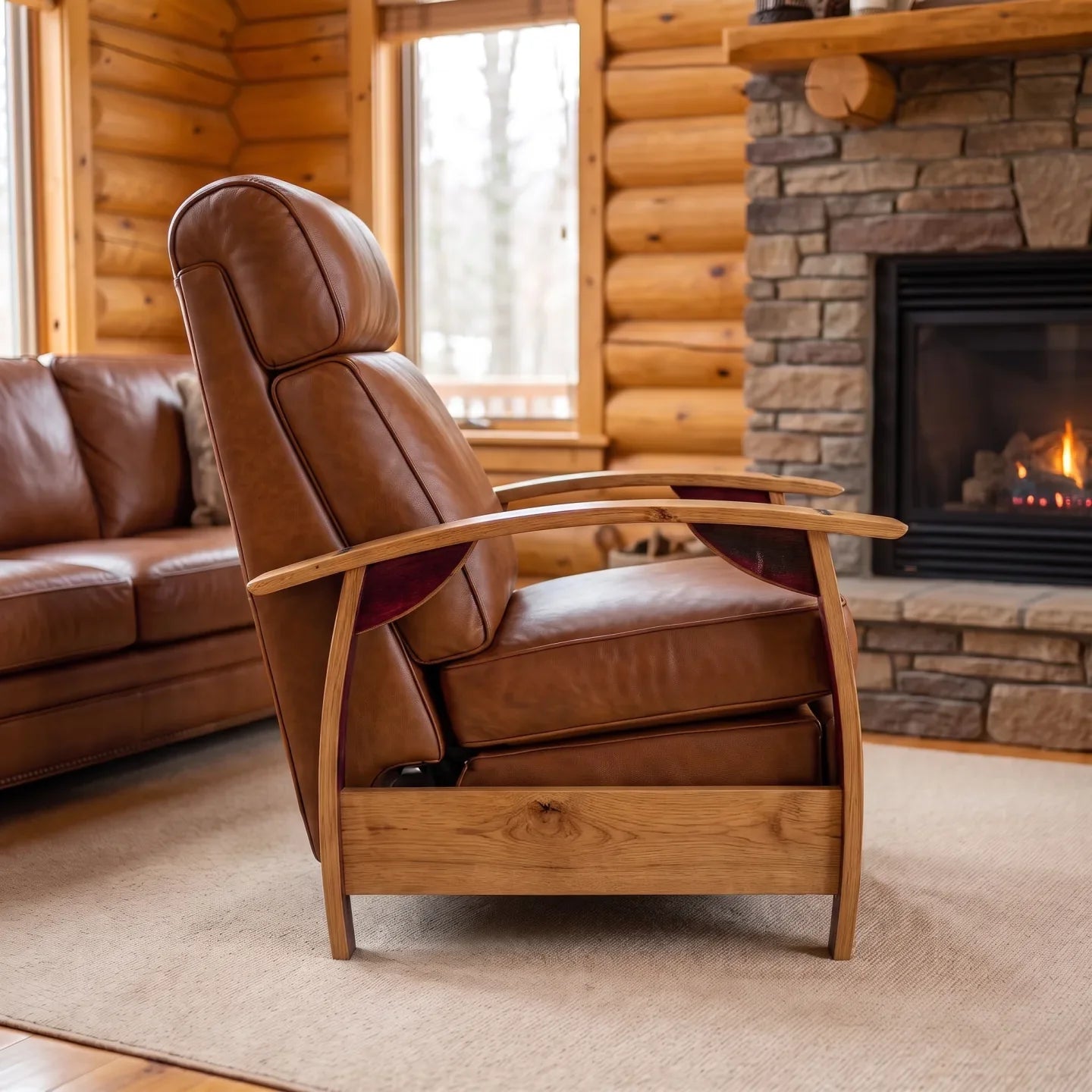 Trend Manor Wine Barrel Recliner Whiskey Italian Leather